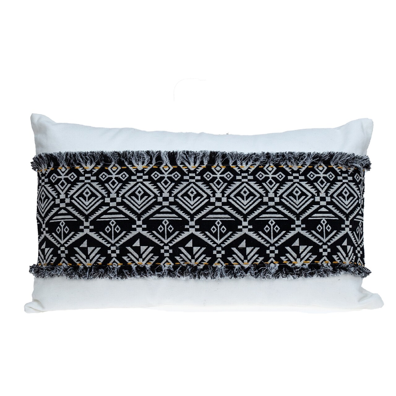 Nassau Collection 24" White and Black Geometric Transitional Throw Pillow